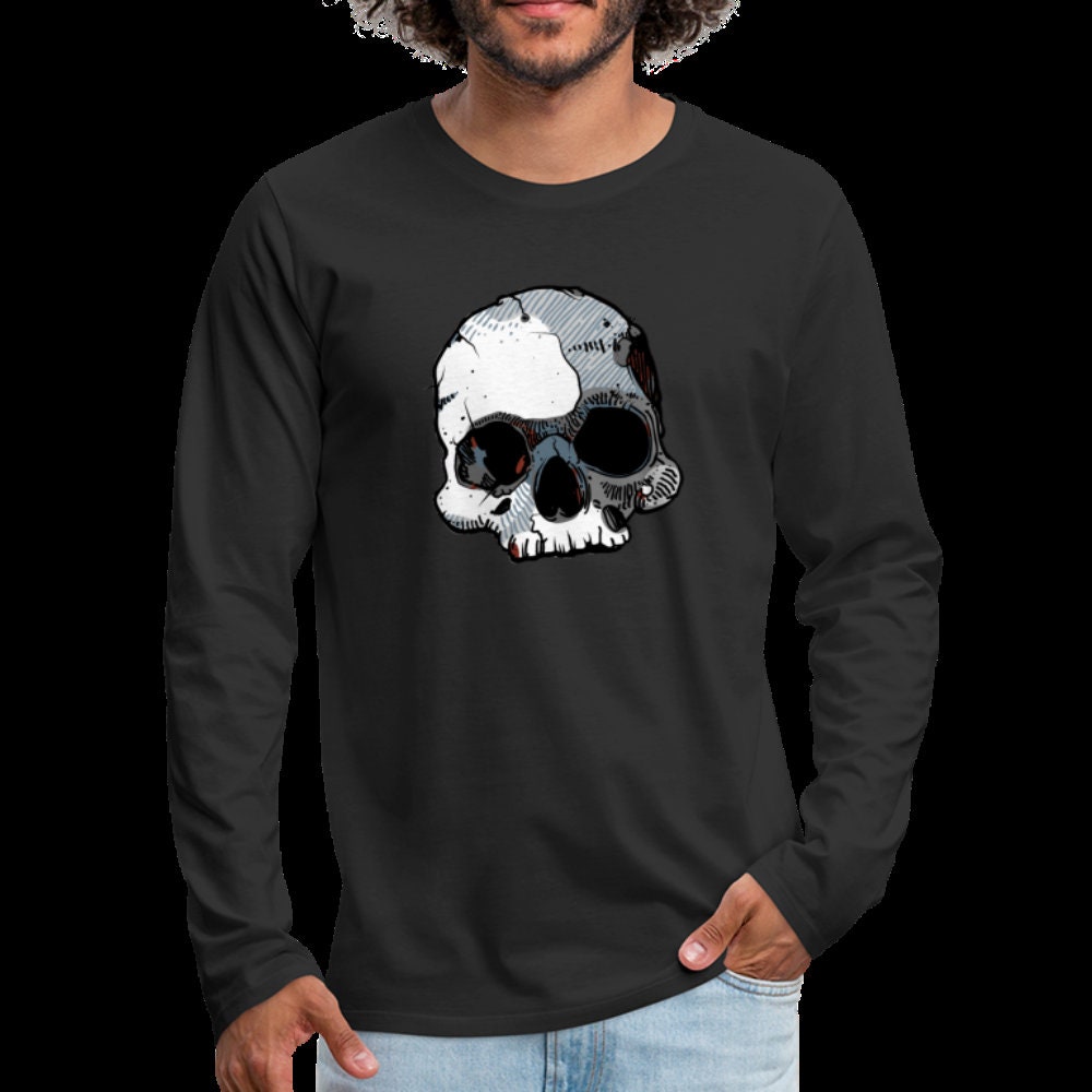 Men's Half Skull Long Sleeve T-Shirt | Etsy