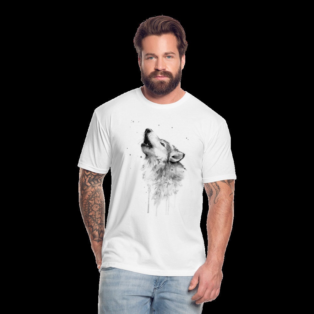 Men's White Wolf T-Shirt | Etsy
