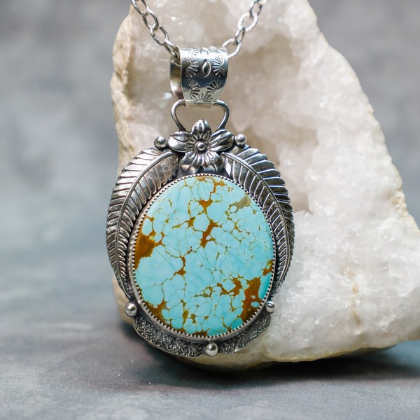 Number 8 Mine Turquoise and Sterling Silver Pendant