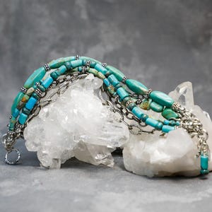Turquoise Beads and Sterling Silver Bracelet