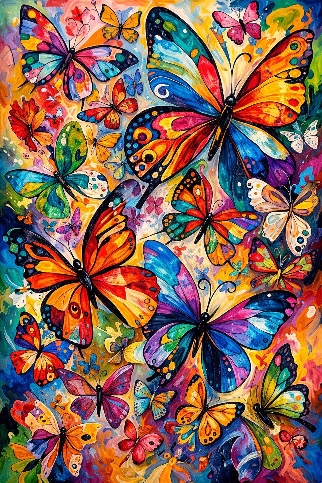 Vibrant Butterfly Art Print: Colorful Wings, Whimsical Wall Decor - Etsy