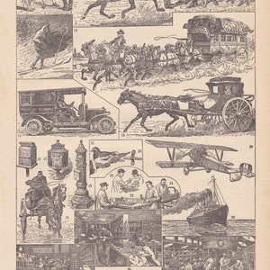 Litografía Original del Servicio Postal de Correos del Servicio Postal Francés de LAROUSSE Nouveau Larousse illustré Paris Edition 1939
