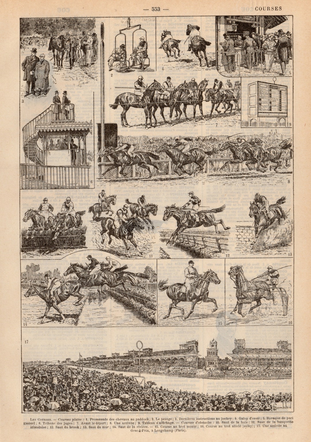 Vintage Original French Horse Racing Jumps Track Gambling Equestrian ...