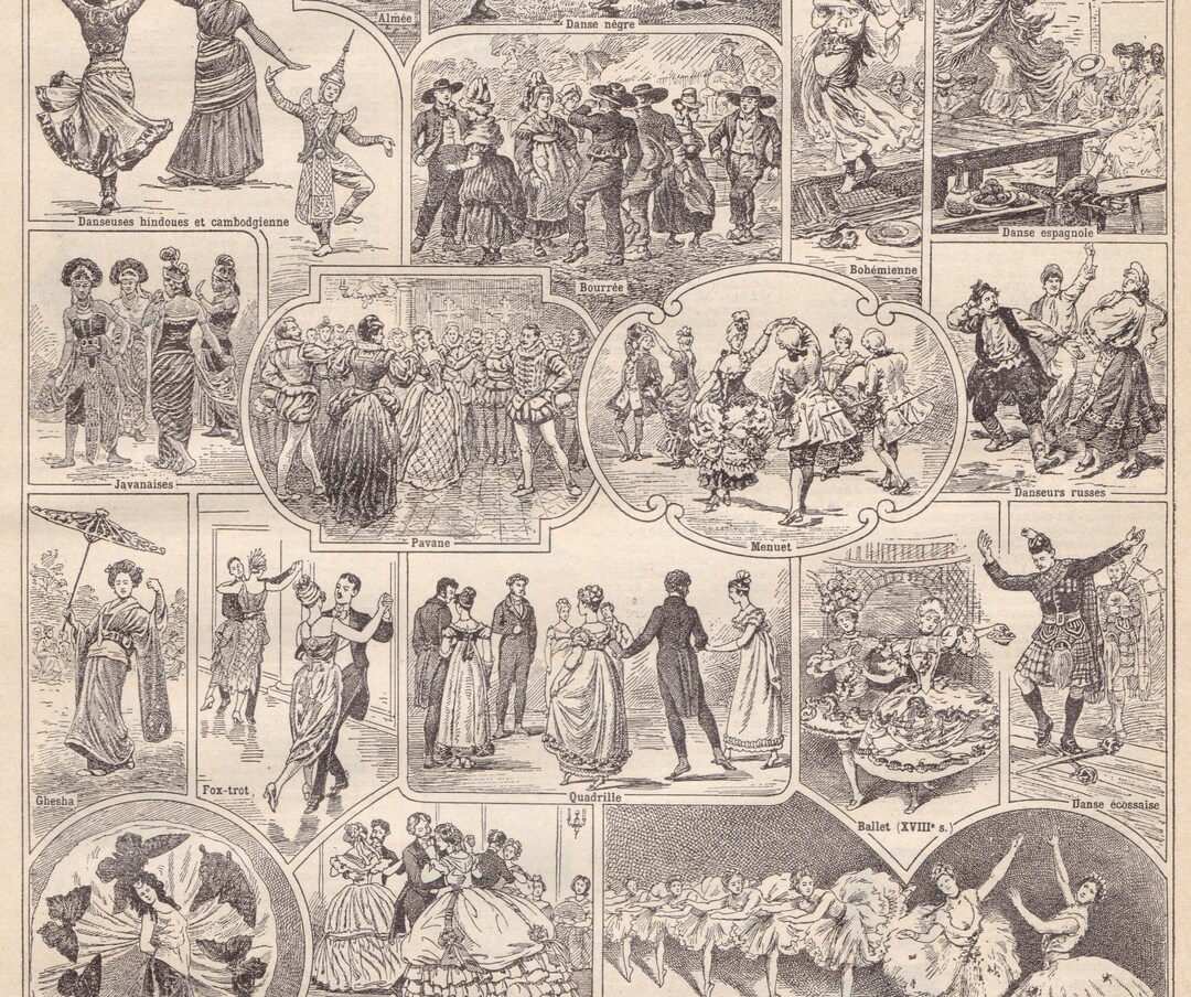 Vintage Original French Festival of Dance Party Lithograph Larousse ...