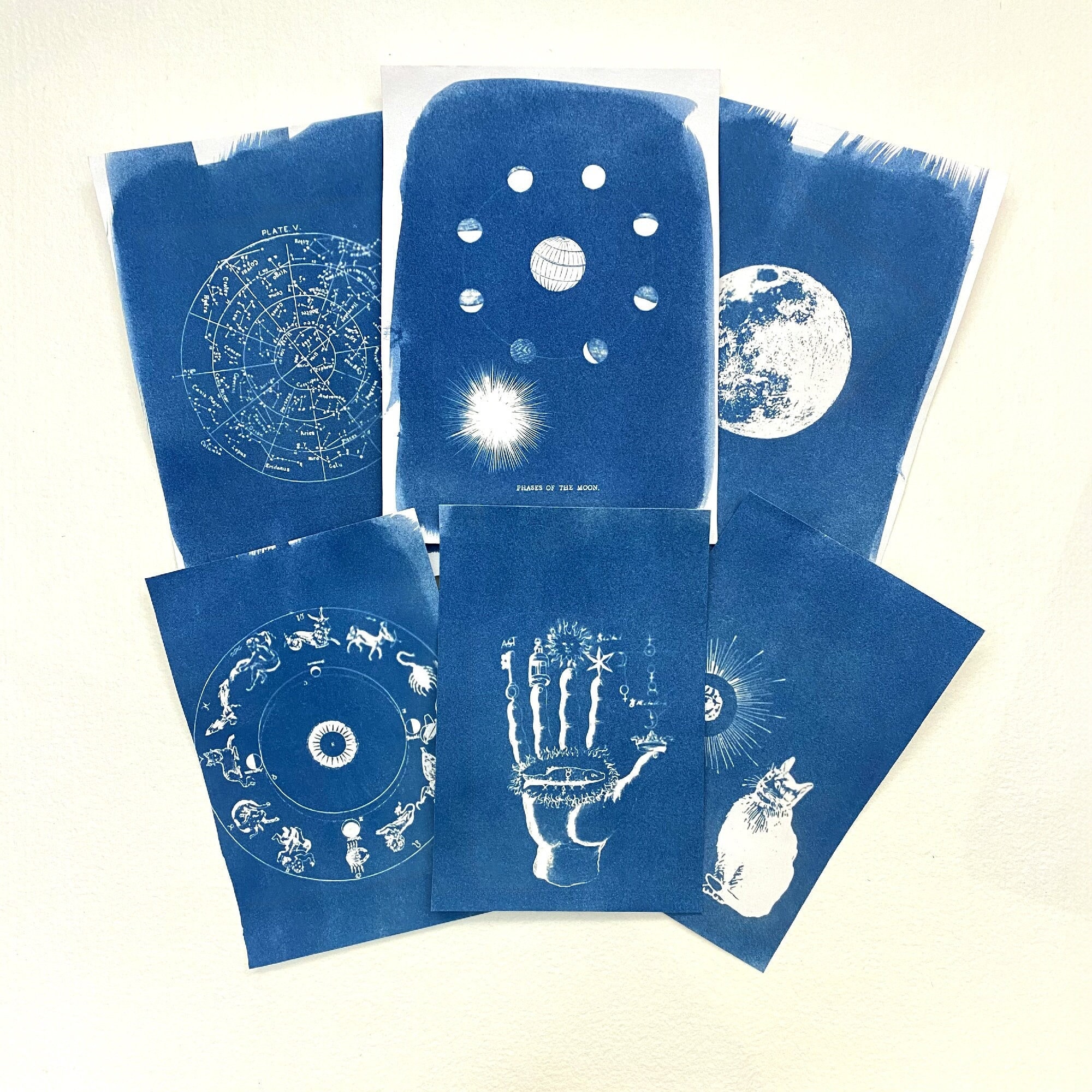 Pochoirs cyanotype :  images astronomiques rétro, juste des pochoirs pour cyanotype, kit de création artistique pour adultes et enfants.