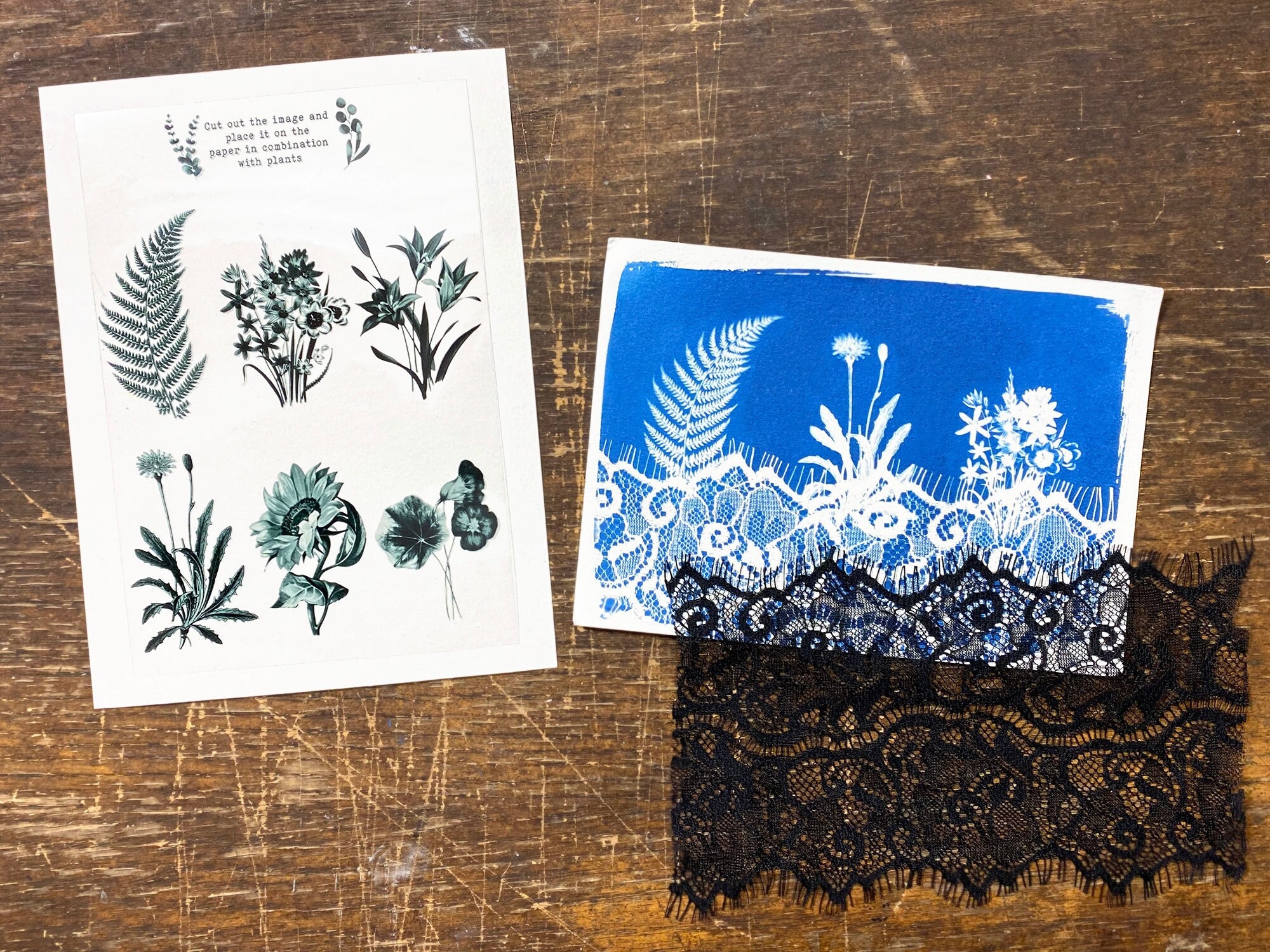 Kit de cyanotype: Pochoirs fleurs, Créez vos impressions et cadeaux faits main, pour les cadeaux d'anniversaire, les artistes