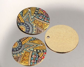 2 pastilles/sequins 3 modèles 20 mm motifs peinture émaillée paillettée doré aux choix