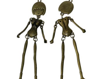 pendentif personnage poupée articulée bronze