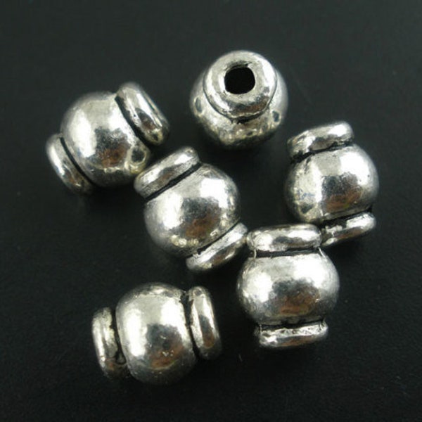 10 perles intercalaire tonneaux 6 X 5 mm argent