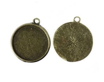 5 supports 20mm pendentifs pour cabochons bronze