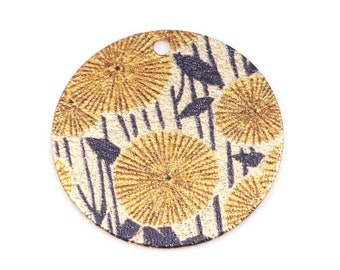 2 pastilles/sequins 20 mm 3 modèles motifs fleurs peinture émaillée paillettée dorée
