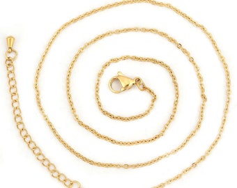 1 necklace in gold stainless steel 45/51 cm forçat link link 1.5 X 2 mm