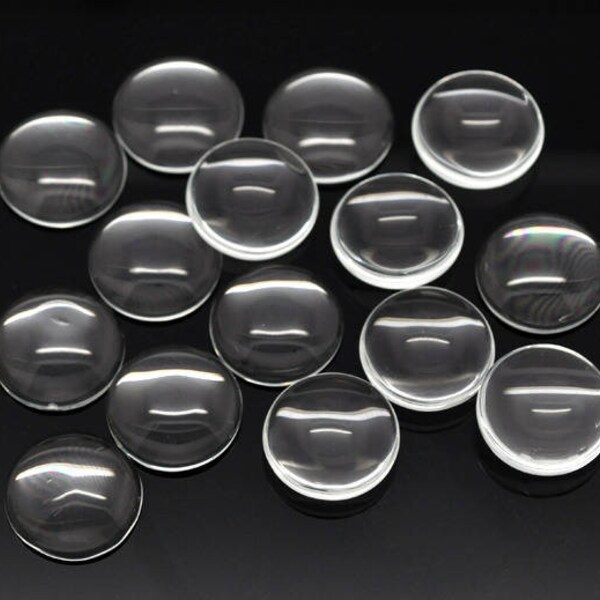 10 cabochons 18mm ronds en verre dôme effet loupe