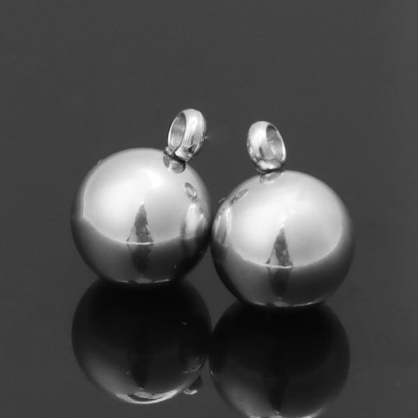 5 boules en acier 10 mm pendentifs argent mat