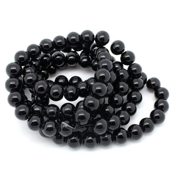 10 Perles 8 mm en verre rondes noires