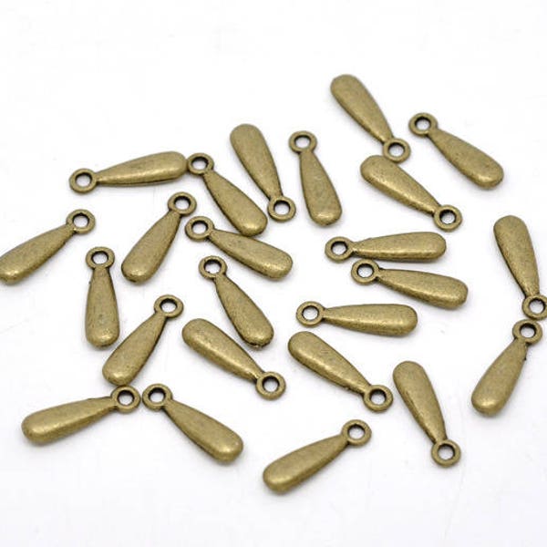 Lot de 10 pendentifs breloques gouttes 16 X 5mm bronze