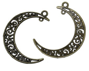 connecteur pendentif demi lune 41 x 36 mm bronze