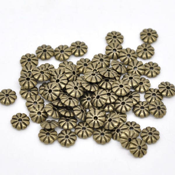 10 perles intercalaire fleurs bronze 7mm