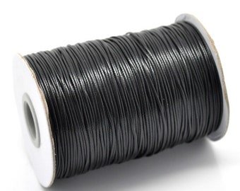 5 meters of 1mm black waxed cord