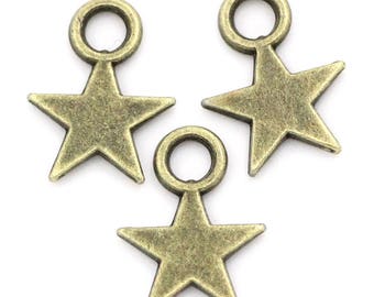 Lot de 10 pendentifs breloques petites étoiles 11 X 8mm bronze