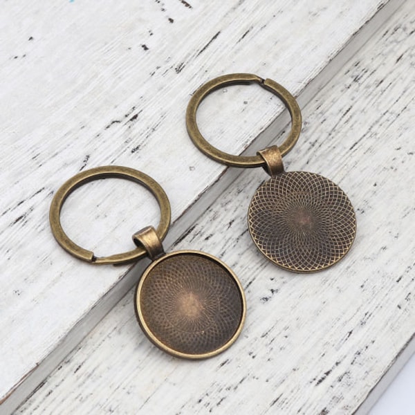 2 porte clés supports bronze ou doré cabochon 25 m