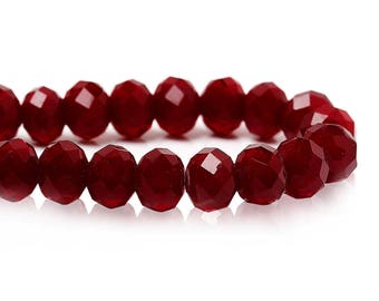 10 Perles en verre à facette 8 mm en verre rouge foncé