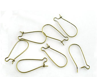 10 paires crochets bronze doré argenté boucles d'oreilles 24 X 11 mm