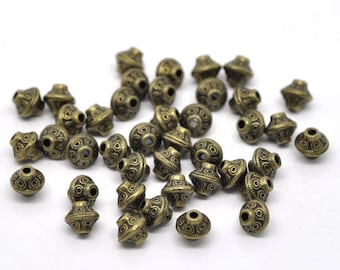 10 bronzefarbene Zwischenperlen 6x6mm