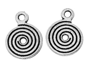 15 pendentifs petites spirales breloques 15 X 7,5 mm métal argenté