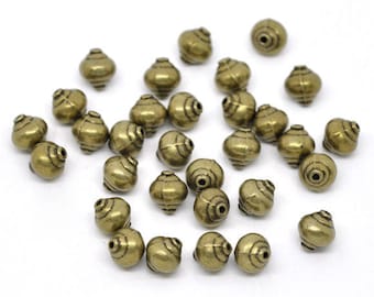 10 perline 8mm distanziatori piani in bronzo 8mm