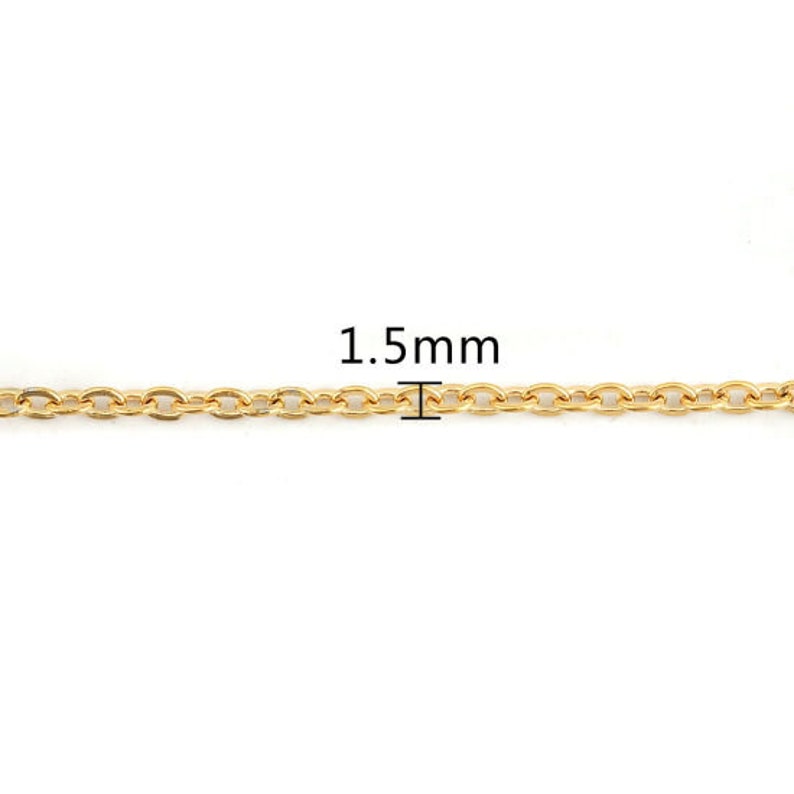 1 colliers en acier doré inoxydable 45/51 cm maille forçat maillon 1,5 X 2 mm image 2