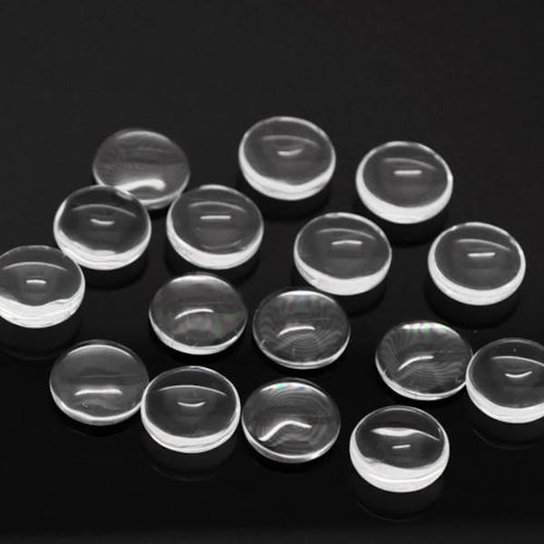 10 cabochons 12mm ronds en verre dôme effet loupe