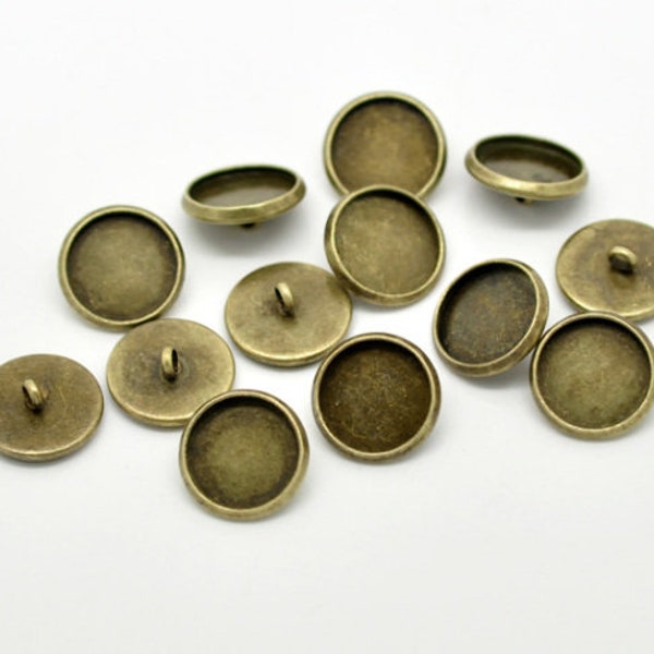 bouton à coudre support cabochon 12 et 20 mm en métal bronze