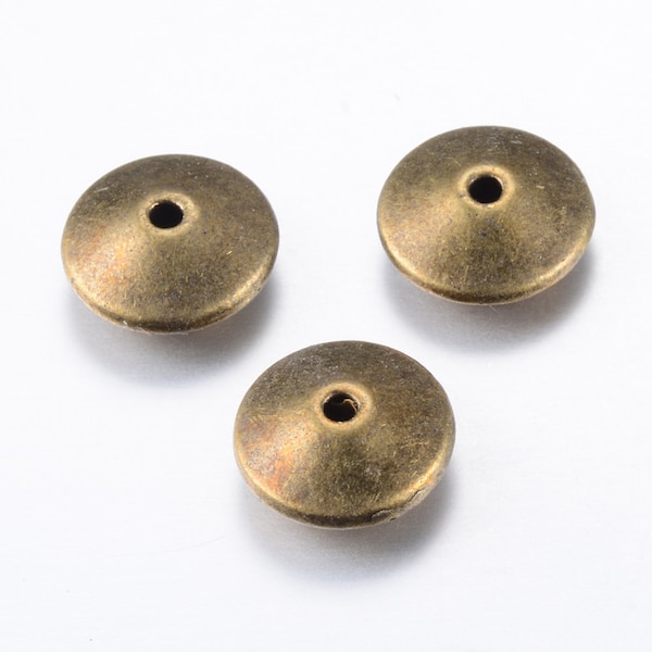 10 perles soucoupes 10mm intercalaires bronze