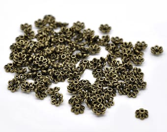 20 Coupelles fleurs 6X2.8 mm Bronze