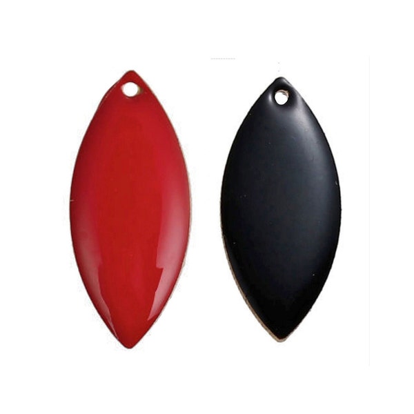 4 pendentifs émaillés 3 coloris aux choix 23x10mm losange vert rouge ou noir