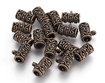 6 bélières tubes 13 x 12 mm attaches pendentifs de style tibétain bronze antique