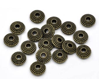 10 saucer beads 8x8mm bronze spacer