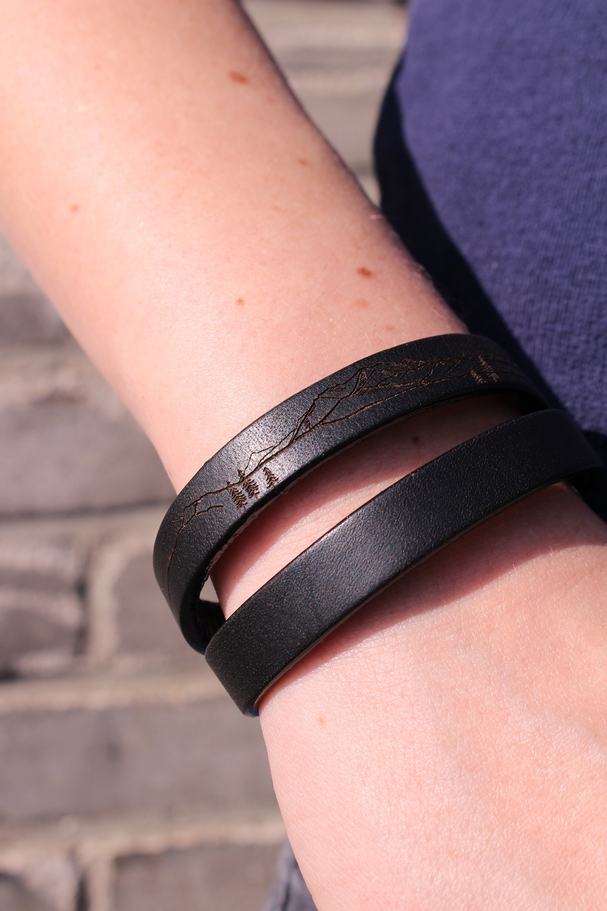 Personalized Double Wrap Leather Bracelet Unisex Bracelet Etsy