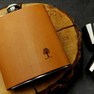 Leather Hip Flask, Hip Flask with Leather Cover, Leather flask personalized