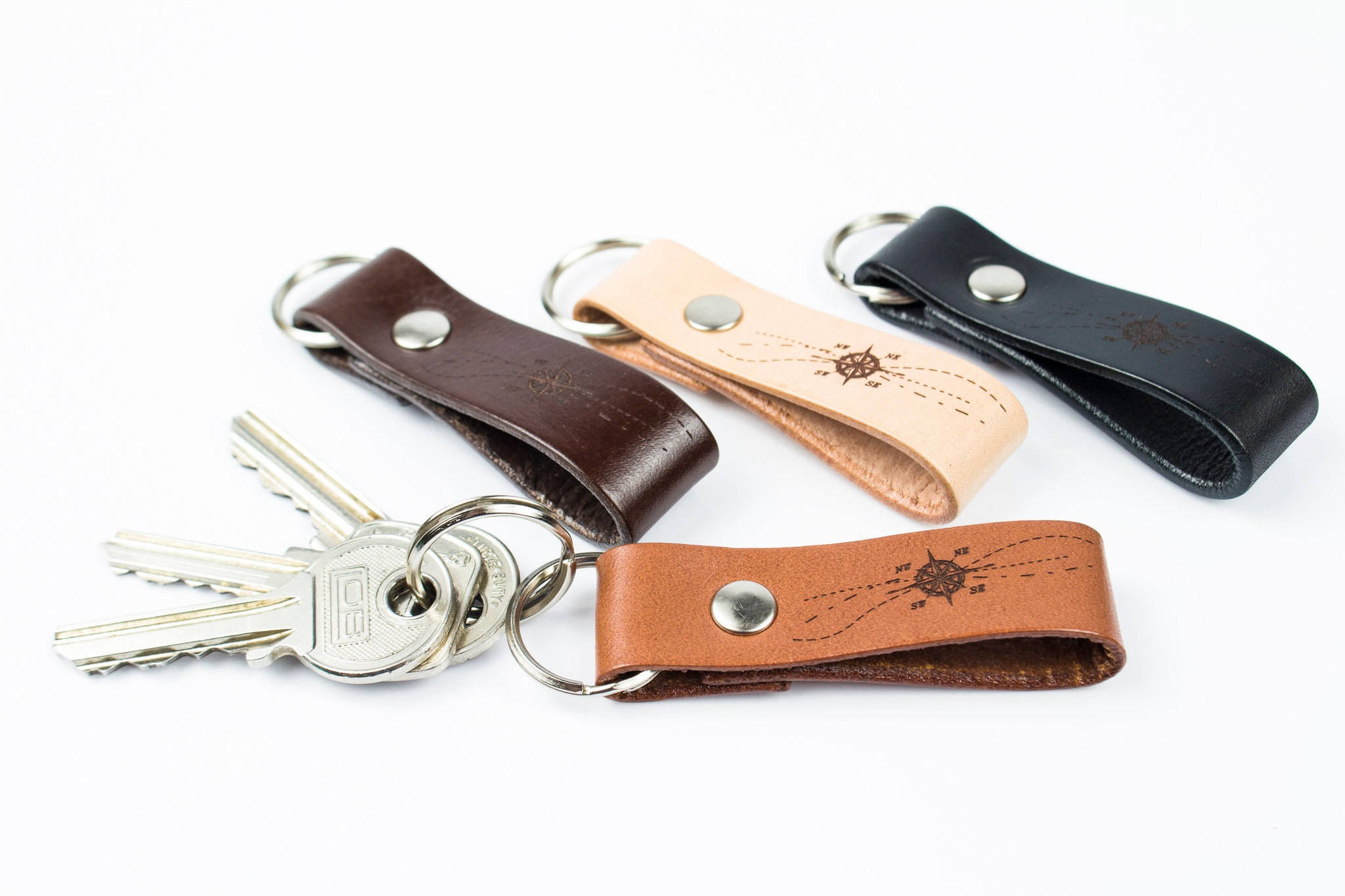 Leather Key Fob - Compass Rose, Wind Rose, Adventure Gift, Small ...