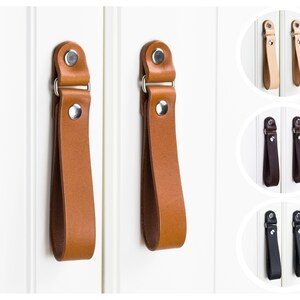 Leather Handles No. 009 PREMIUM, Leather Drawer Pulls, Leather Pulls , Leather Knobs, Cupboard Handles, Wardrobe handles, knob pulls