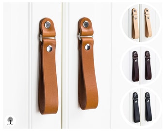 Leather Handles No. 009 PREMIUM, Leather Drawer Pulls, Leather Pulls , Leather Knobs, Cupboard Handles, Wardrobe handles, knob pulls