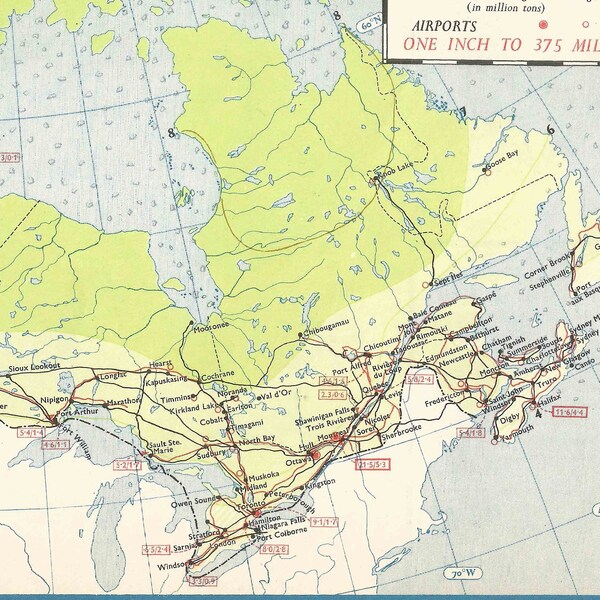 Canada Railways Roads Ports and Airports 1950s old maps home decor Vintage Prints old maps map