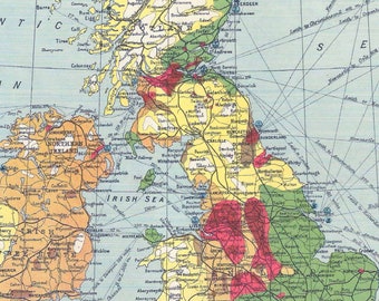 1930年代のイングランド鉄道のヴィンテージマップ、列車の地図、ホーム