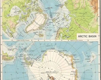 北アメリカの地形図 1948年 古い地図 ホームデコレーション