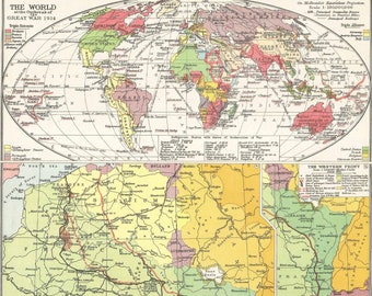1914 europe map etsy