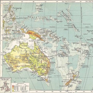 オセアニア オーストラリア ヴィンテージ マップ 1930 年代の旅行地図