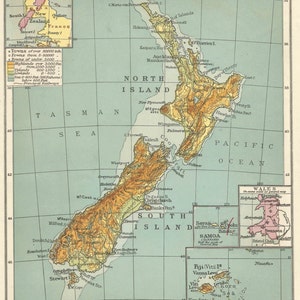 Neuseeland Karte 1950er Jahre Vintage Australien Home Dekor Vintage Drucke alte Landkarten Drucke für Geschenke