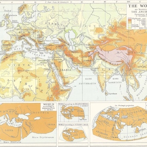Die Welt, bekannt auf der Antike Karte Geschenk Abenteuer Vintage Drucke Alte Landkarten Geschenk Türkei Griechisch Europa